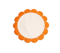 Individual reversible redondo en lona borde Naranjas Marfil