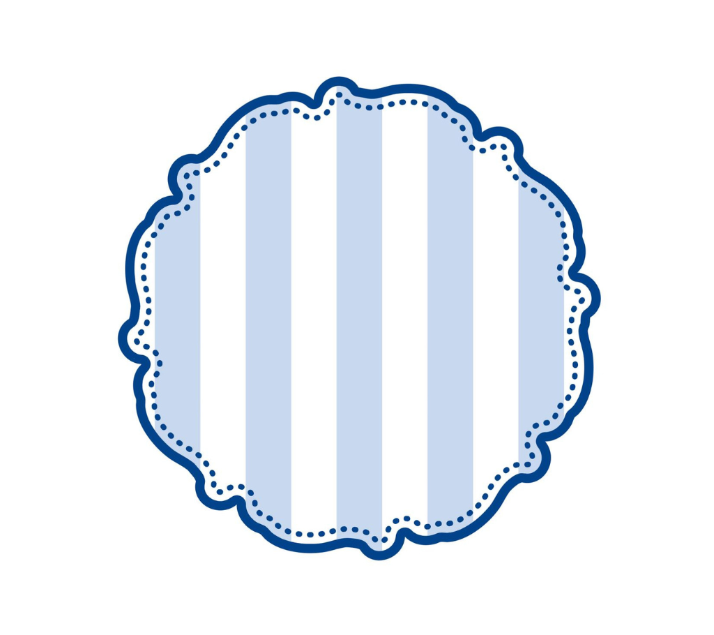 Individual troquelado redondo en tela Rayas AzulC/Blanco