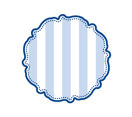 Individual troquelado redondo en tela Rayas AzulC/Blanco