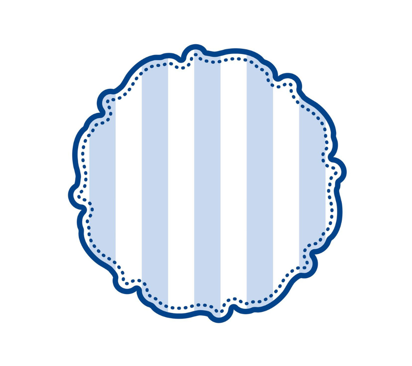 Individual troquelado redondo en tela Rayas AzulC/Blanco