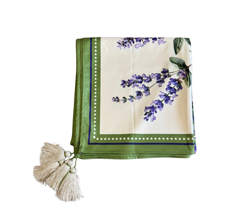Mantel rectangular 10P en tela Lavanda