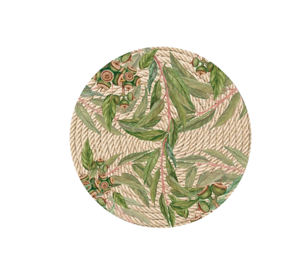 Individual troquelado redondo en tela Hojas/Nueces