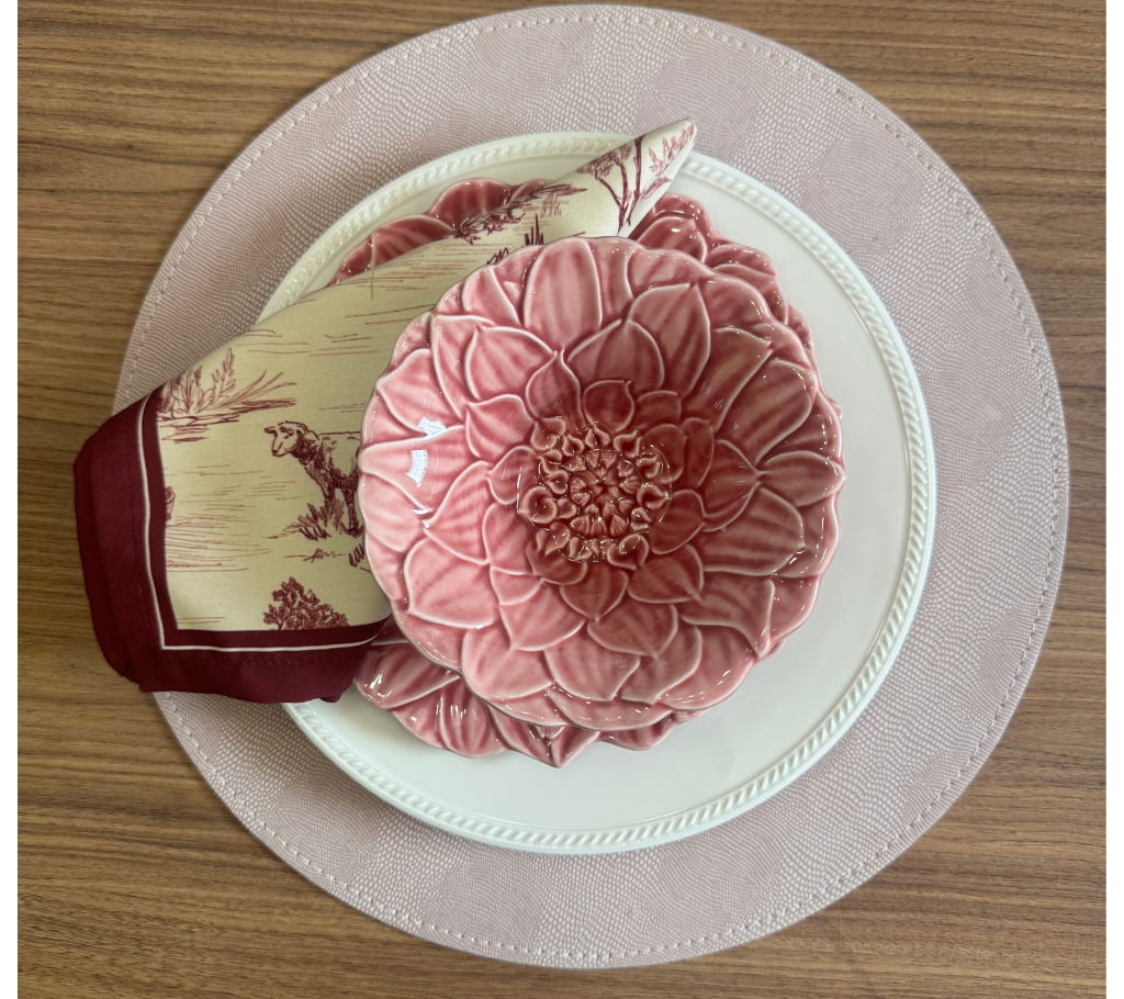 Individual redondo en semicuero S Rosado