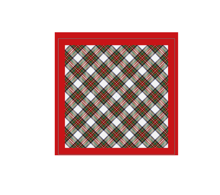 Servilleta de tela Navidad Cuadros Borde Rojo