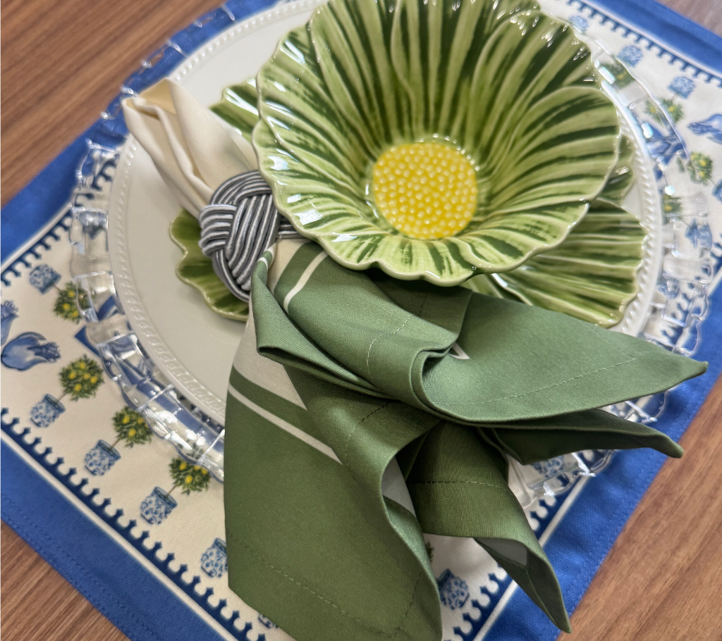 Individual reversible rectangular en tela Arbolitos/Hojas