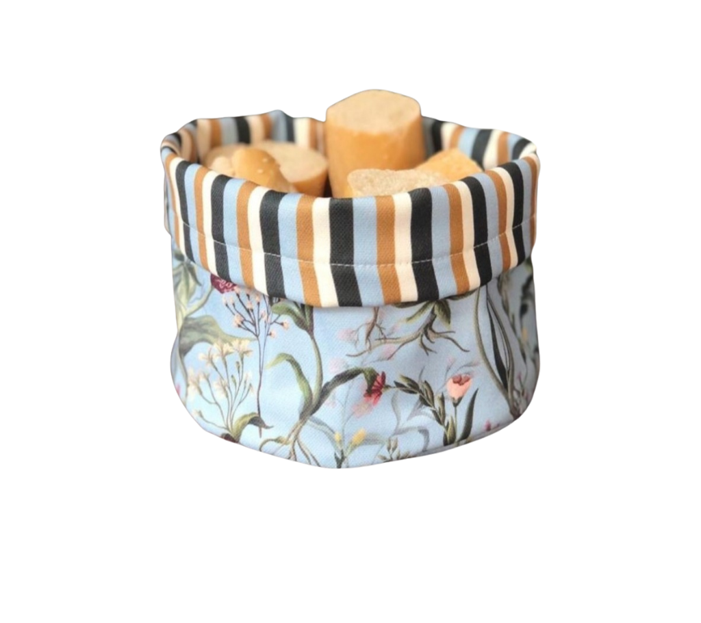 Panera reversible en tela (Pequeña) Follage Azul