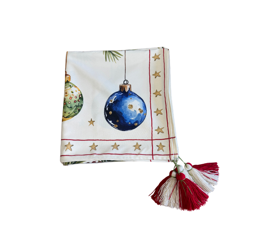 Mantel rectangular 8P en tela Navidad Bambalinas