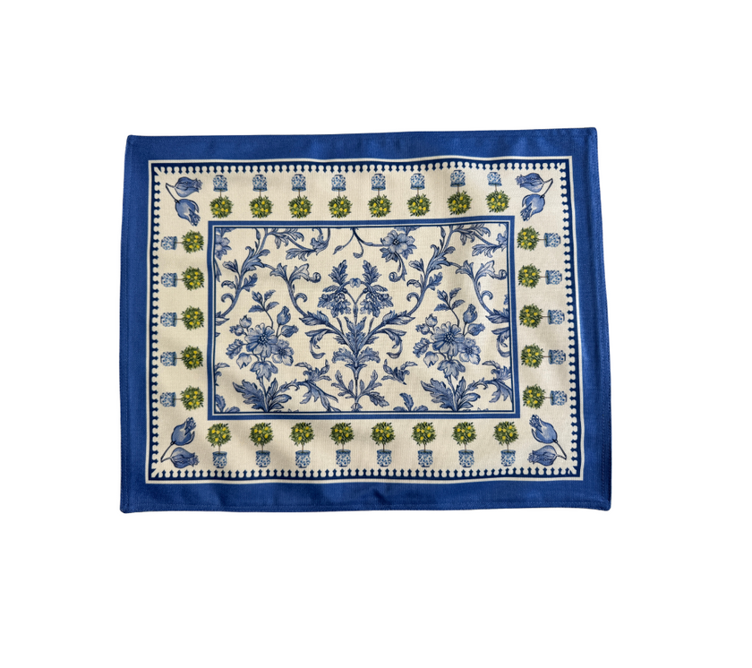 Individual reversible rectangular en tela Arbolitos/Hojas