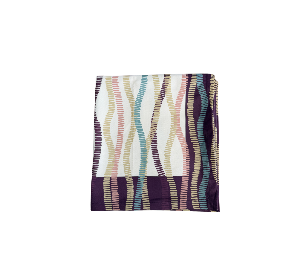 Mantel rectangular 10P en tela Serpentinas Vino