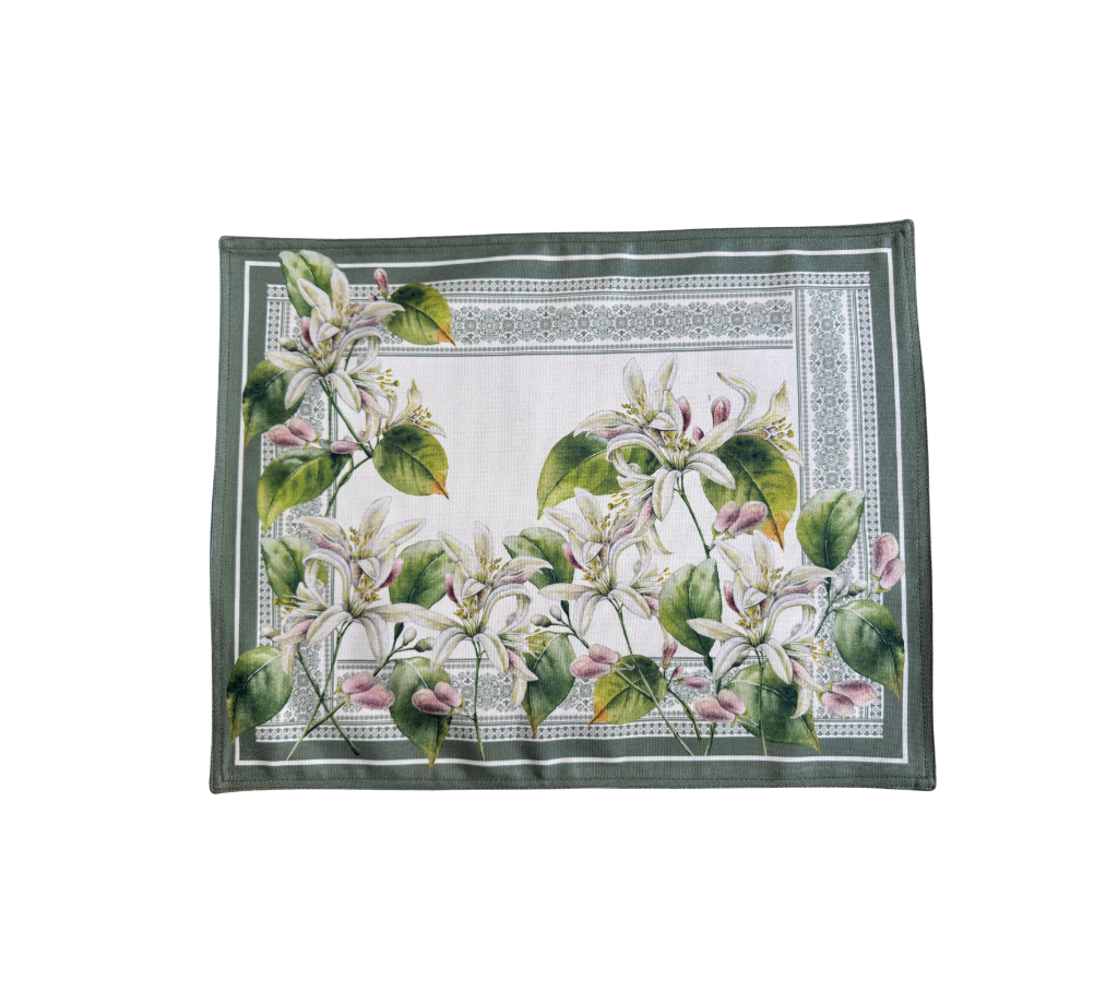 Individual reversible rectangular en tela Arbolitos/Hojas