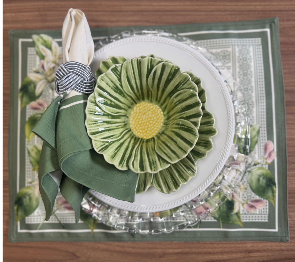 Individual reversible rectangular en tela Arbolitos/Hojas