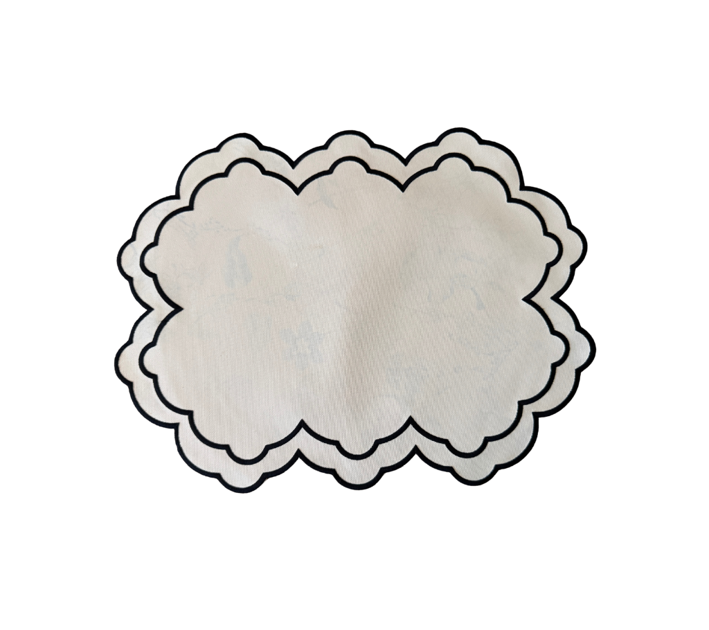 Individual reversible rectangular en lona Flores AmarilloNegro/MarfilNegro