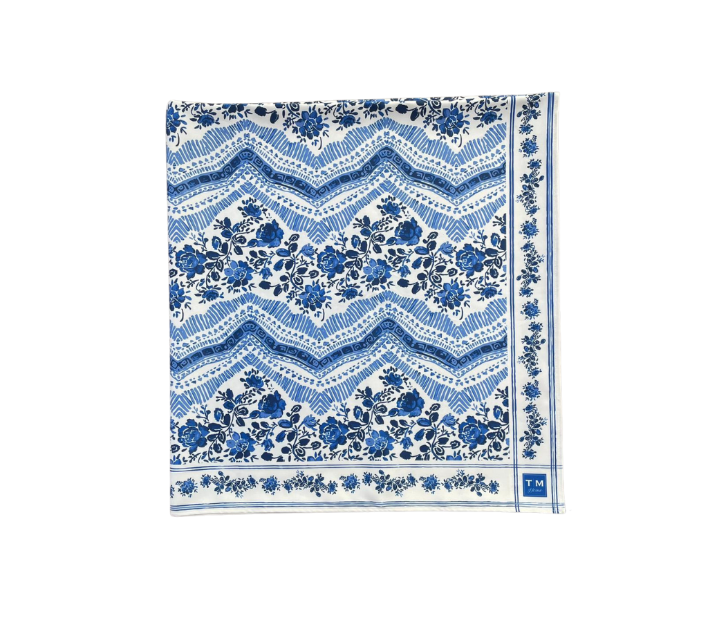 Mantel rectangular 8P en tela ZigZag Azul