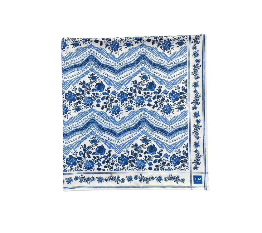 Mantel rectangular 8P en tela ZigZag Azul
