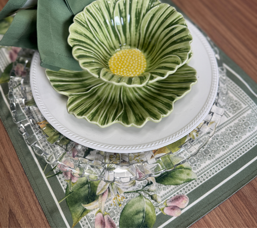 Individual reversible rectangular en tela Arbolitos/Hojas