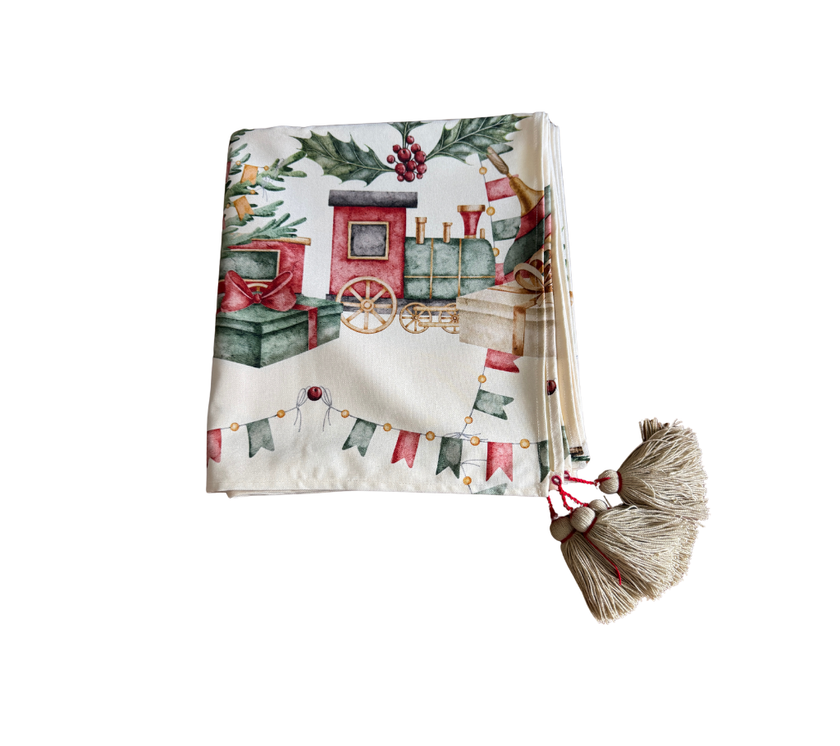 Mantel rectangular 8P en tela Navidad Juguetes