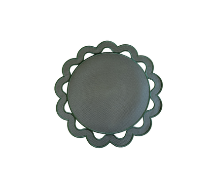 individual reversible redondo en en lona y palma impermeable Huecos Verde Musgo/Beige