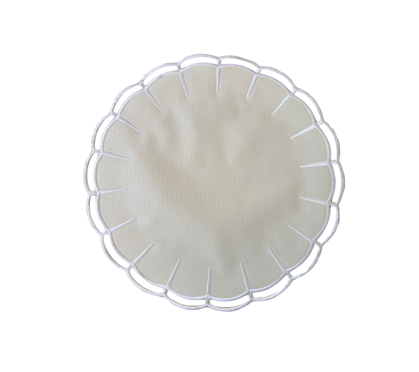 Individual reversible redondo en lona Hendija Azul/Marfil