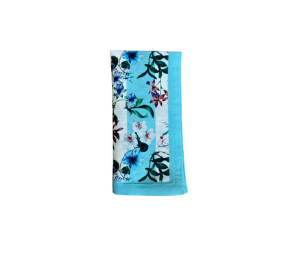 Servilleta de tela Flores/Rayas Azul/OW
