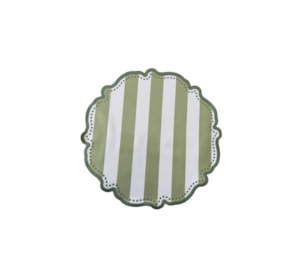 Individual troquelado redondo en tela Rayas Verde/OW