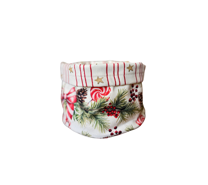 Panera reversible en tela (Pequeña) Navidad Bambalinas