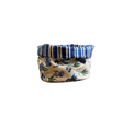 Panera reversible en tela (Pequeña) Flores Azul/Verde