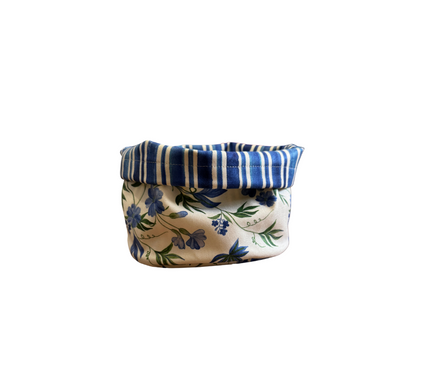 Panera reversible en tela (Pequeña) Flores Azul/Verde