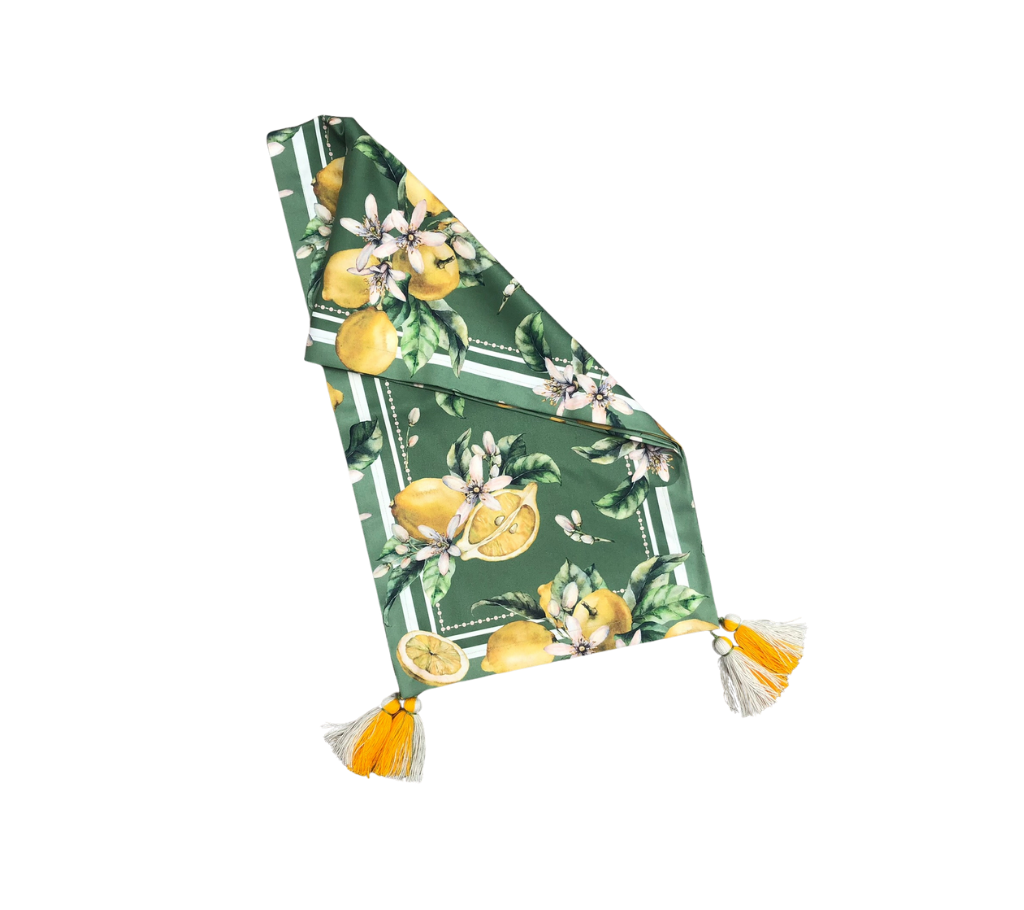 Camino de mesa en tela Limones Verde/Amarillo 2.2