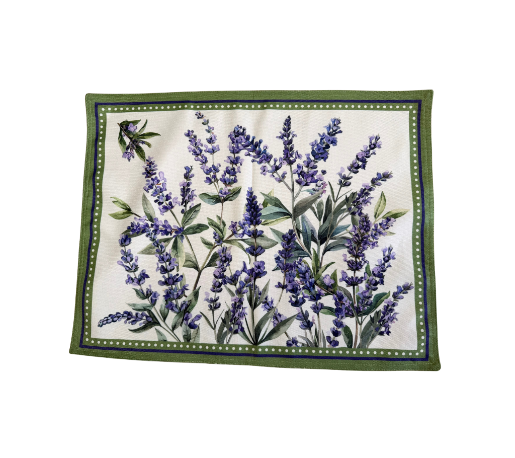Individual reversible rectangular en tela Flores/Lavanda