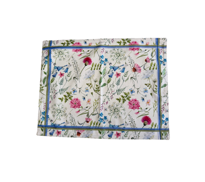 Individual reversible rectangular en tela Flores/EnredaderaBorde