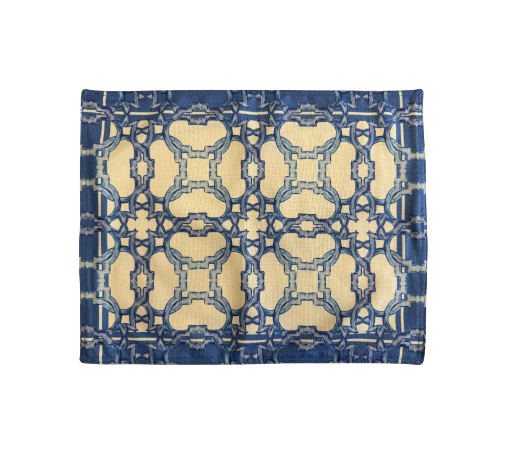 Individual reversible rectangular en tela Cadenas/Hojas