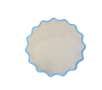 Individual redondo en lona y palma impermeable Beige/AzulC