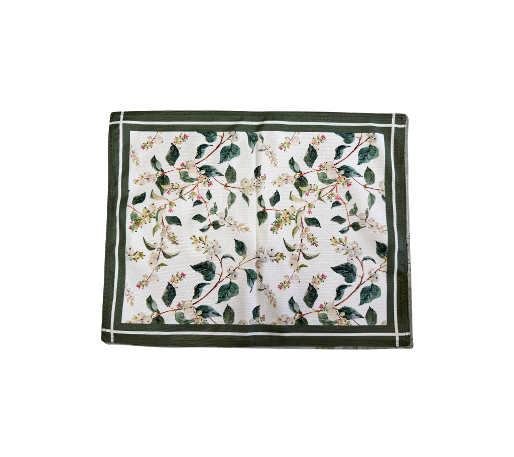 Individual reversible rectangular en tela HojasFlores/Follage Azul