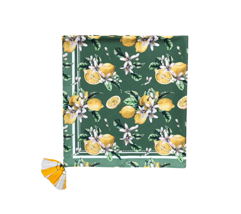 Mantel rectangular 10P en tela Limones Verde/Amarillo