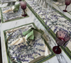 Individual reversible rectangular en tela Lavanda/GranadasFlores/Franjas