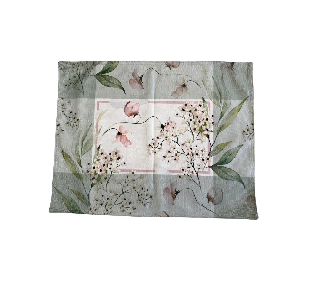 Individual reversible rectangular en tela Flores/EnredaderaBorde