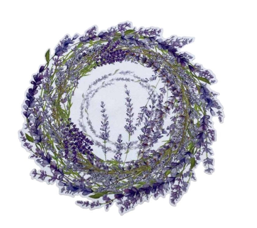 Individual troquelado redondo en tela Lavanda