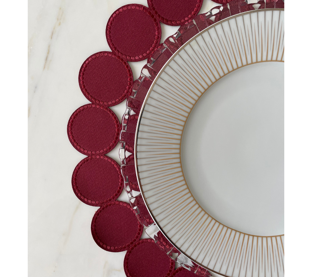 Individual redondo en lona Círculos Vino