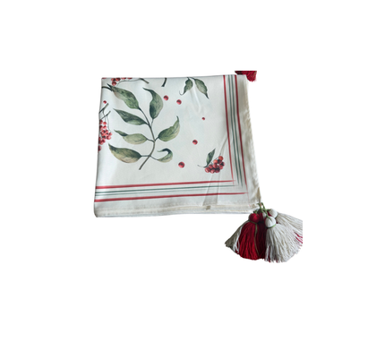Mantel rectangular 8P en tela Navidad Winter Berries