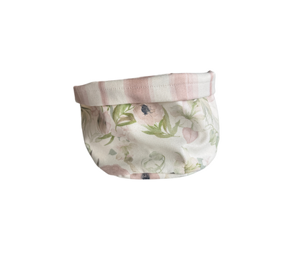 Panera reversible en tela (Pequeña) Flores Acuarela Rosado