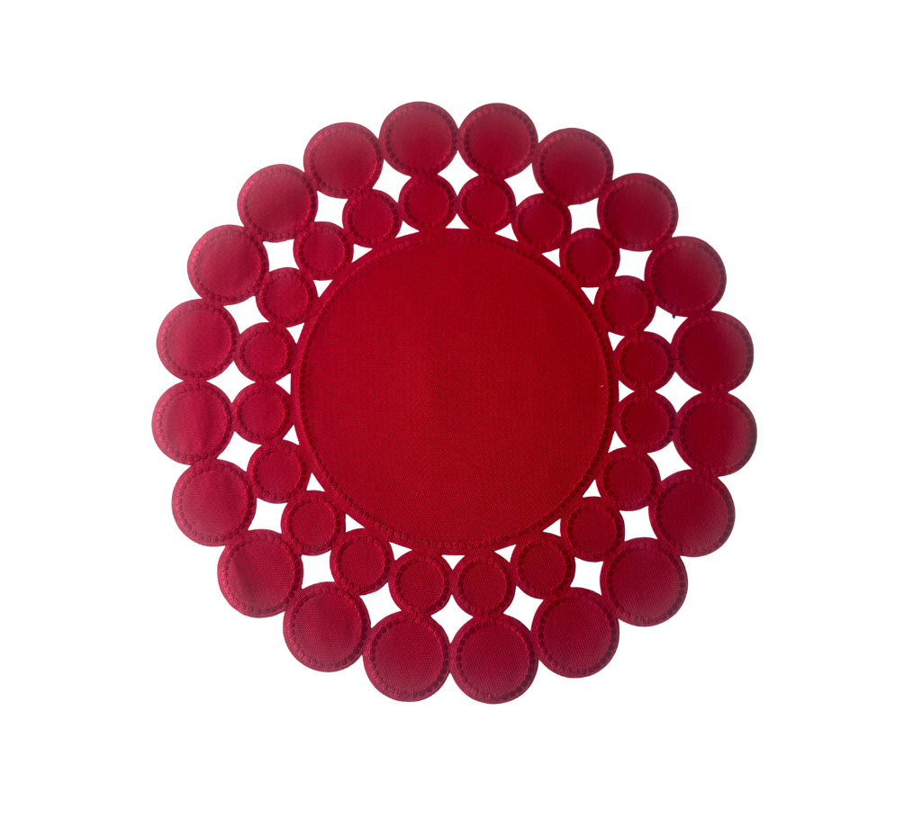 Individual redondo en lona Círculos Rojo
