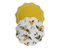 Individual reversible redondo en lona Limones Amarillo/Marfil