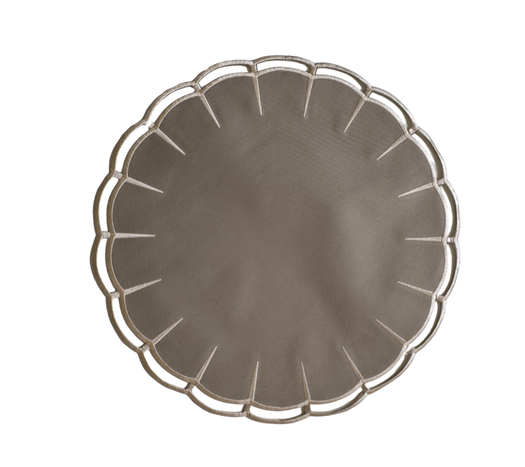 Individual reversible redondo en lona Hendija Beige/Marfil