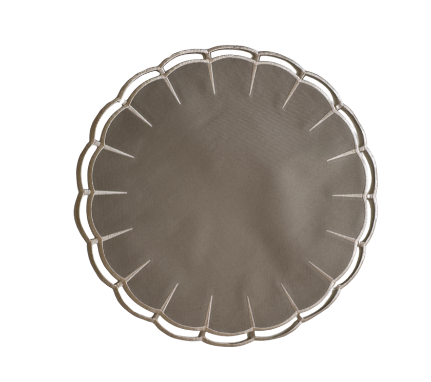 Individual reversible redondo en lona Hendija Beige/Marfil