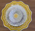 Individual reversible redondo en lona Limones Amarillo/Marfil
