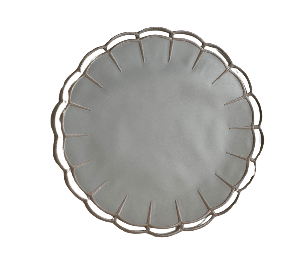 Individual reversible redondo en lona Hendija Beige/Marfil