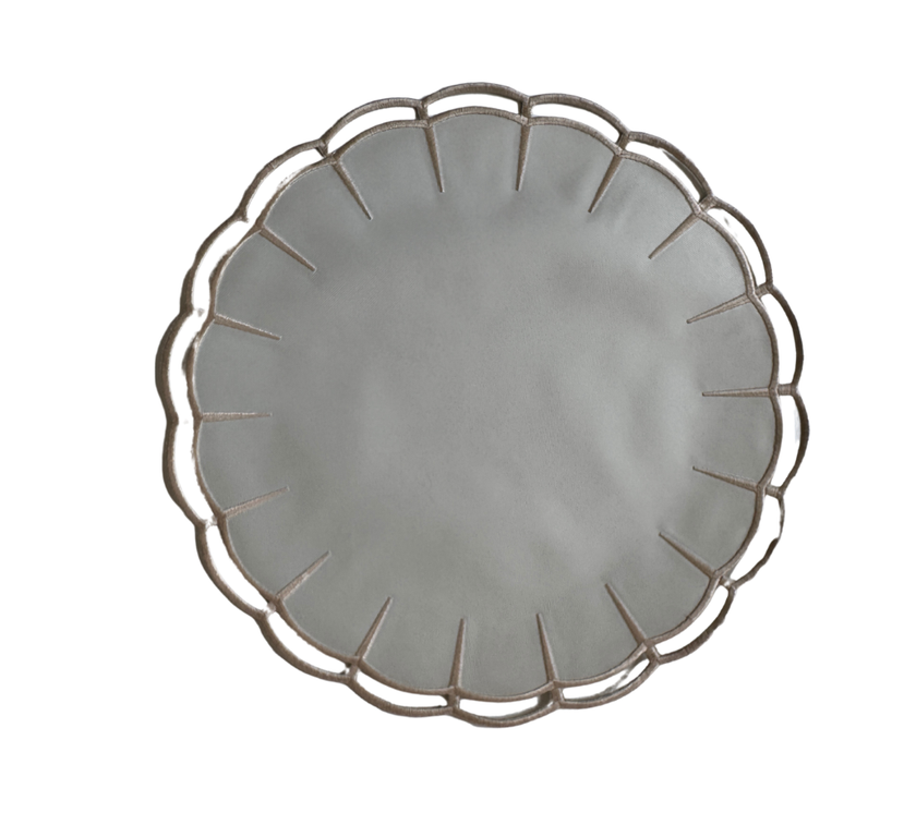 Individual reversible redondo en lona Hendija Beige/Marfil