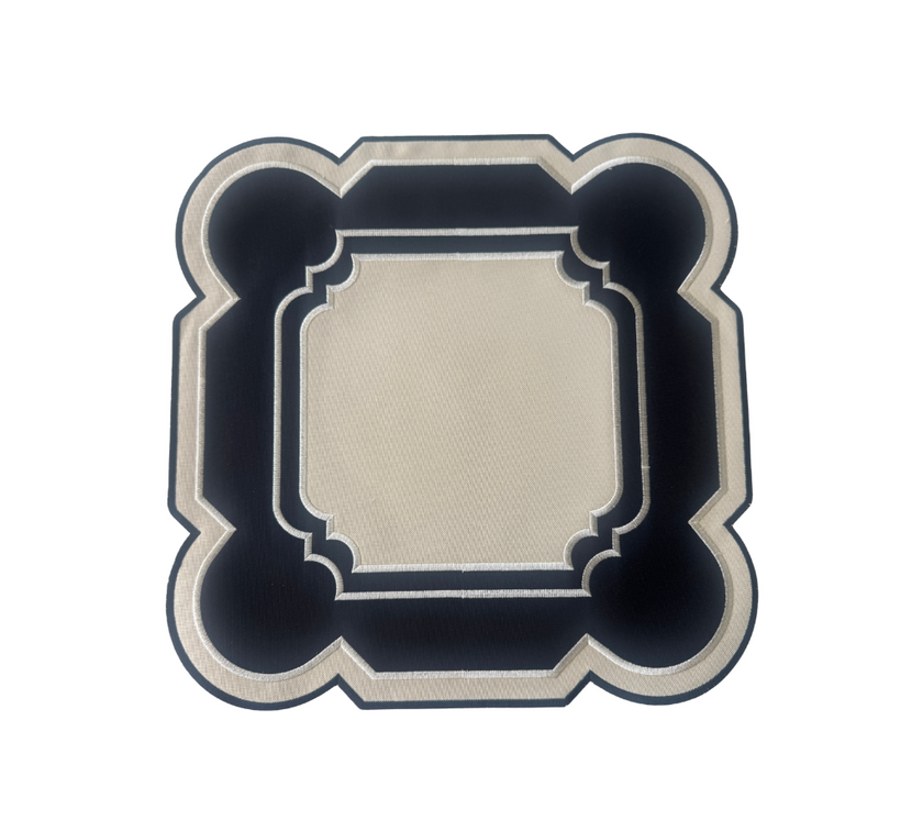 Individual reversible cuadrado en lona Negro/Marfil