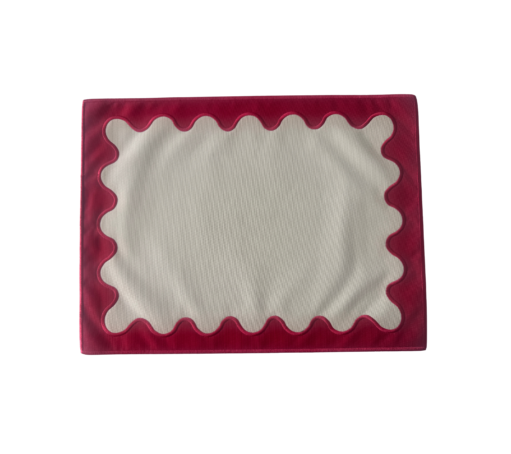 Individual rectangular reversible en lona Rojo/Marfil