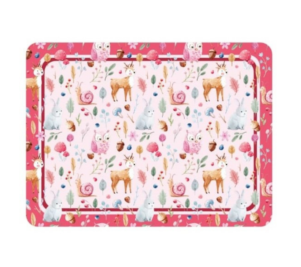 Individual Kids rectangular Búhos. Incluye estuche